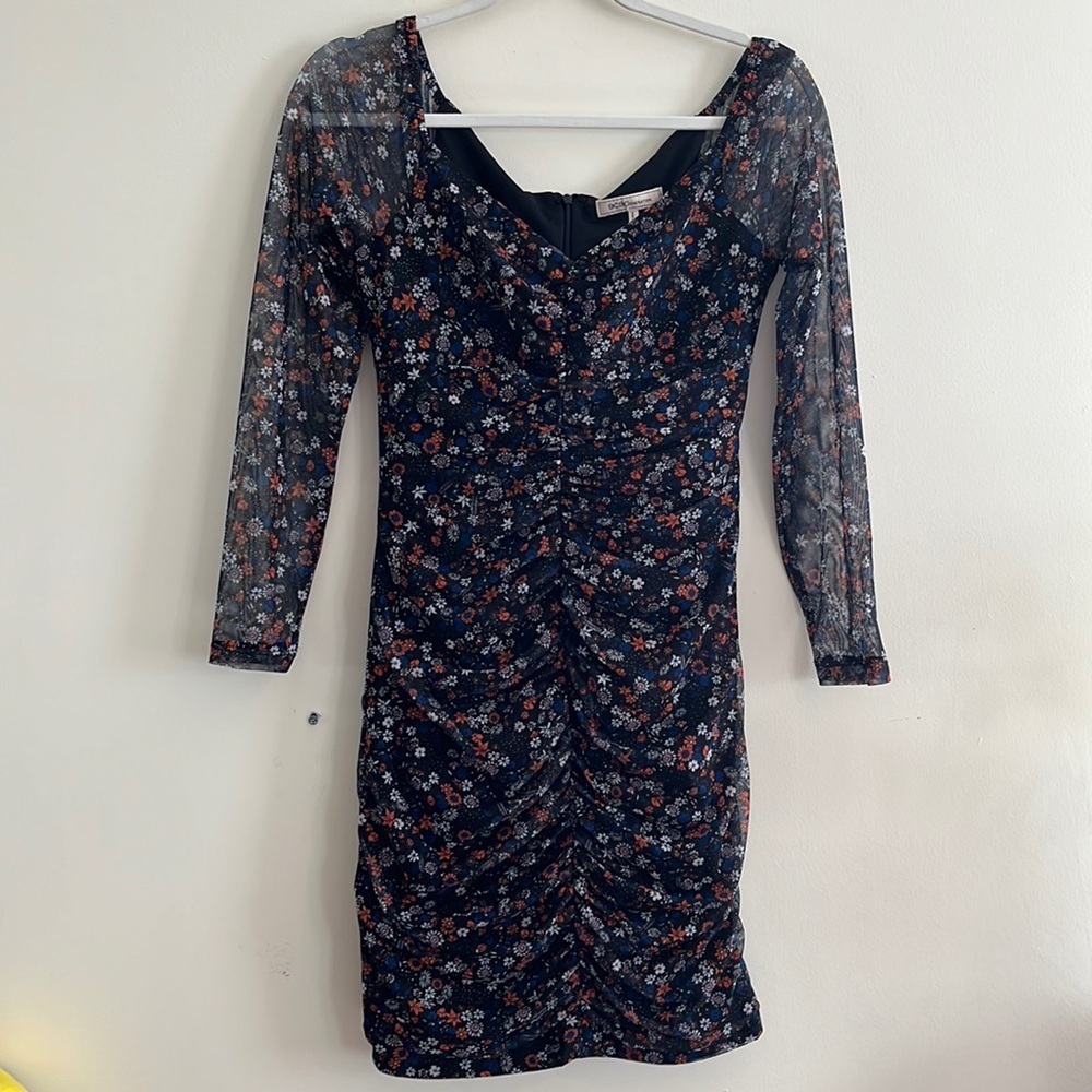 BCBGENERATION Womens Black Zippered Floral Mesh Sheer Sheath Dress 6‎